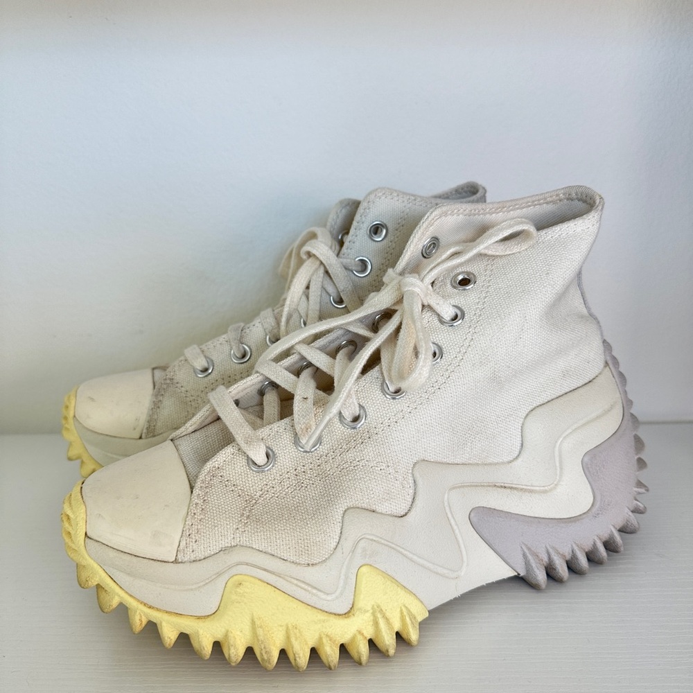 Converse White and Yellow High-Top Sneakers